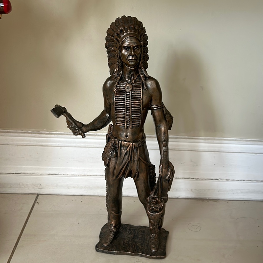 Native American Warrior metal statue